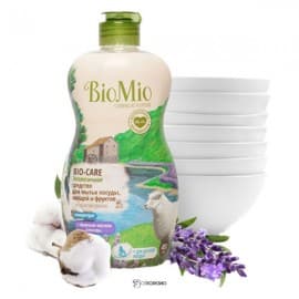Экологичное средство для мытья посуды, овощей и фруктов с эфирным маслом лаванды и экстрактом хлопка 450 мл BioMio 100573