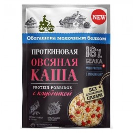 Протеиновая овсяная каша Bionova с клубникой milk protein быстрого приготовления 40 г 108244