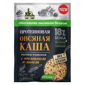 Протеиновая овсяная каша Bionova с толокном и льном vegan protein быстрого приготовления 108246