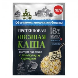 Протеиновая овсяная каша Bionova с яблоком и корицей milk protein быстрого приготовления 108249