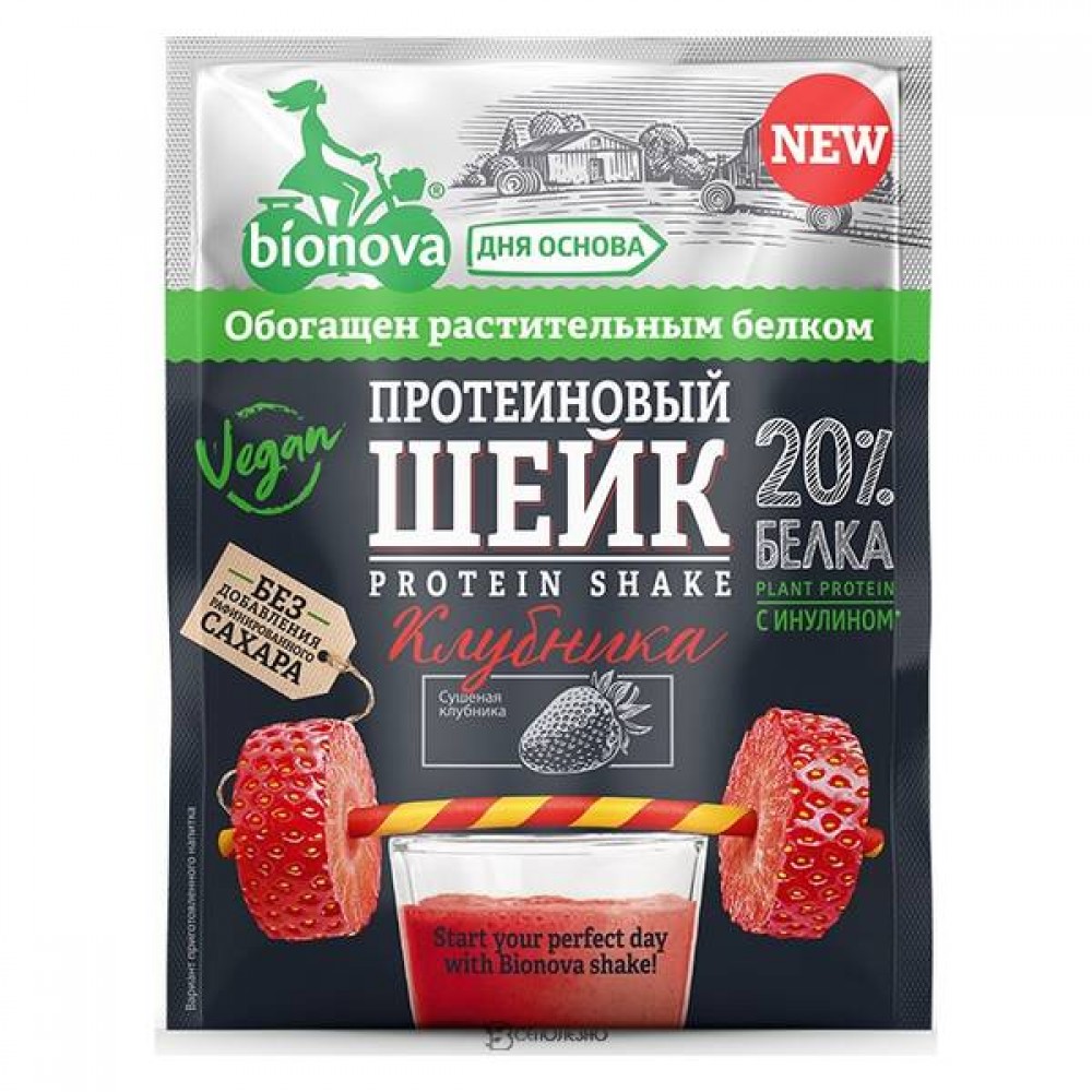 Протеиновый шейк Bionova с клубникой vegan protein 108262
