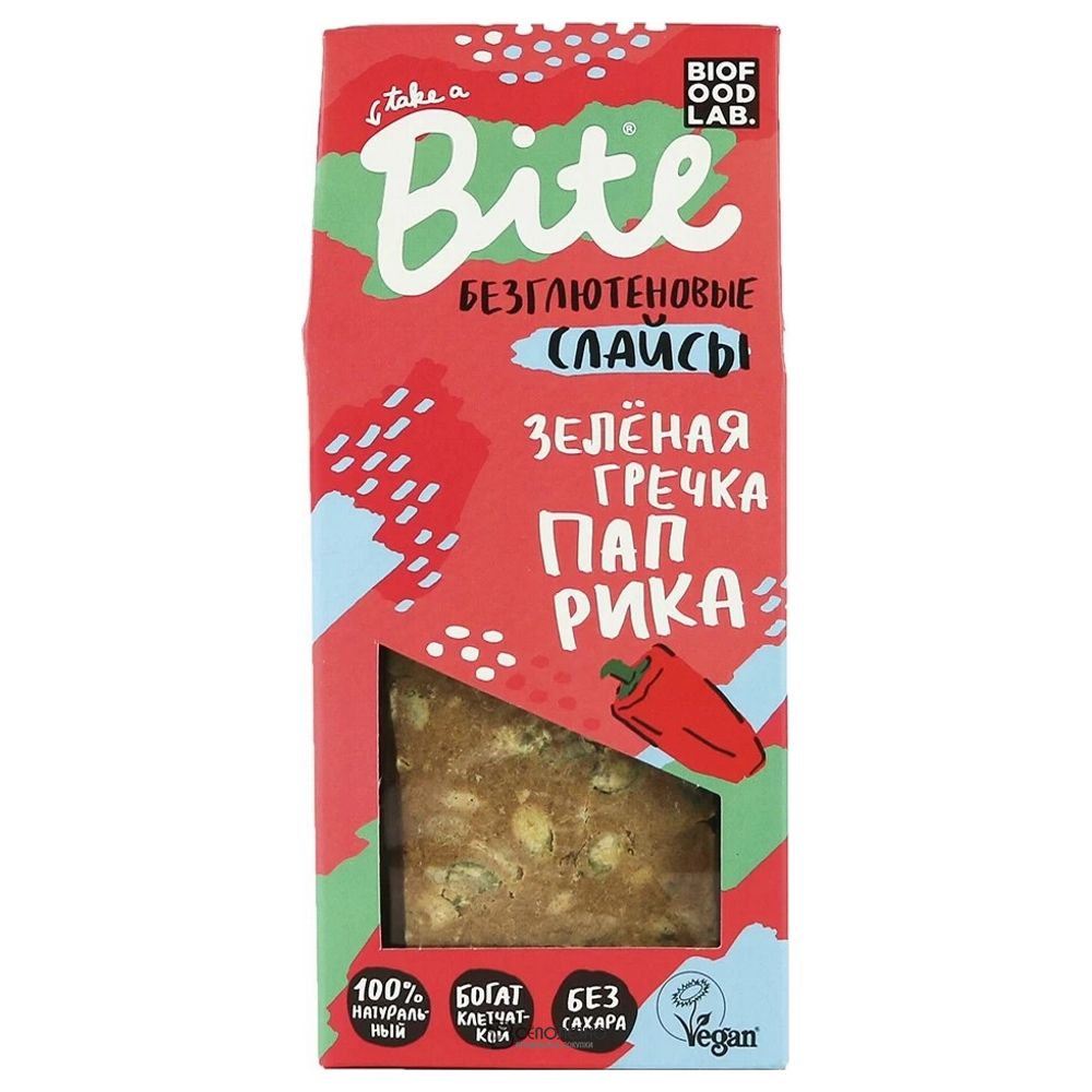 Безглютеновые слайсы Зеленая гречка чеснок и паприка 100 гр Bite 108917
