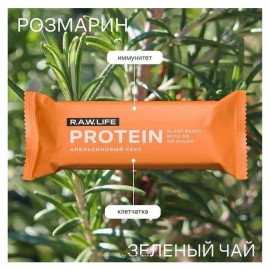 Батончик протеиновый Апельсиновый кекс 43 г RAW LIFE 109825