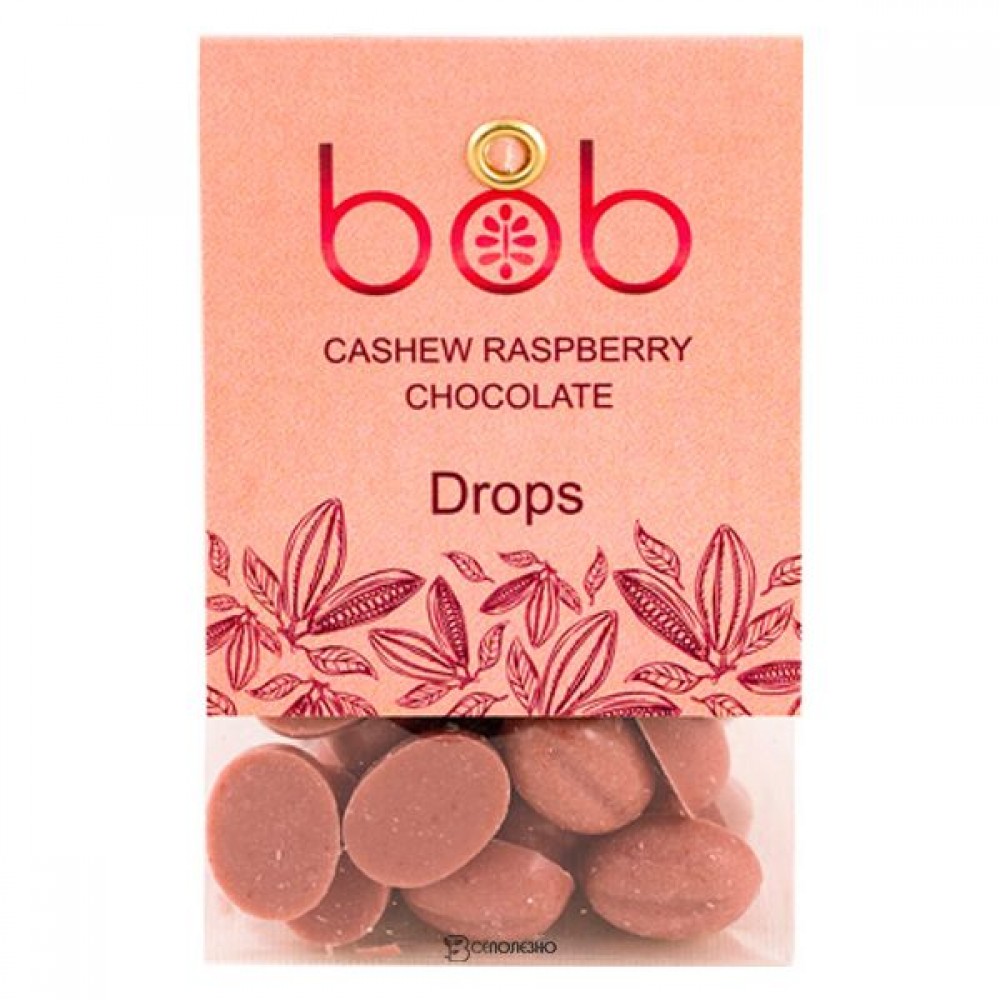 Зёрна из малинового шоколада с кешью и зеленой гречкой 50 г bob 109885
