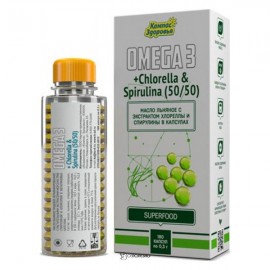 Масло Льняное пищевое нерафинированное с растительным экстрактом хлореллы и спирулины 180 капс. 110 г Компас здоровья 110342