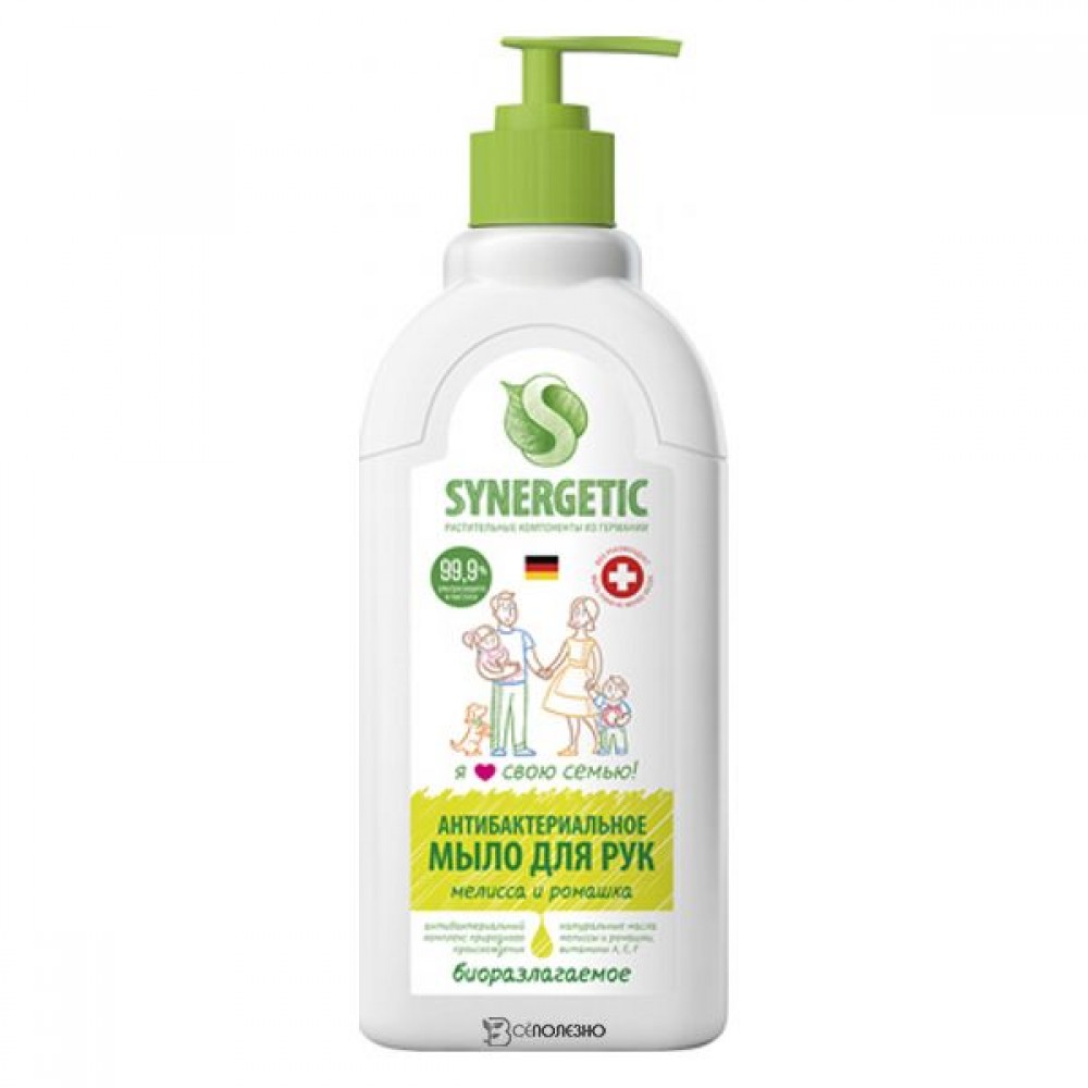 Мыло для рук жидкое Мелисса и ромашка антибактериальное 500 мл Synergetic 110733