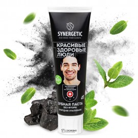 Паста зубная Уголь + мята без фтора 100 г Synergetic 110734