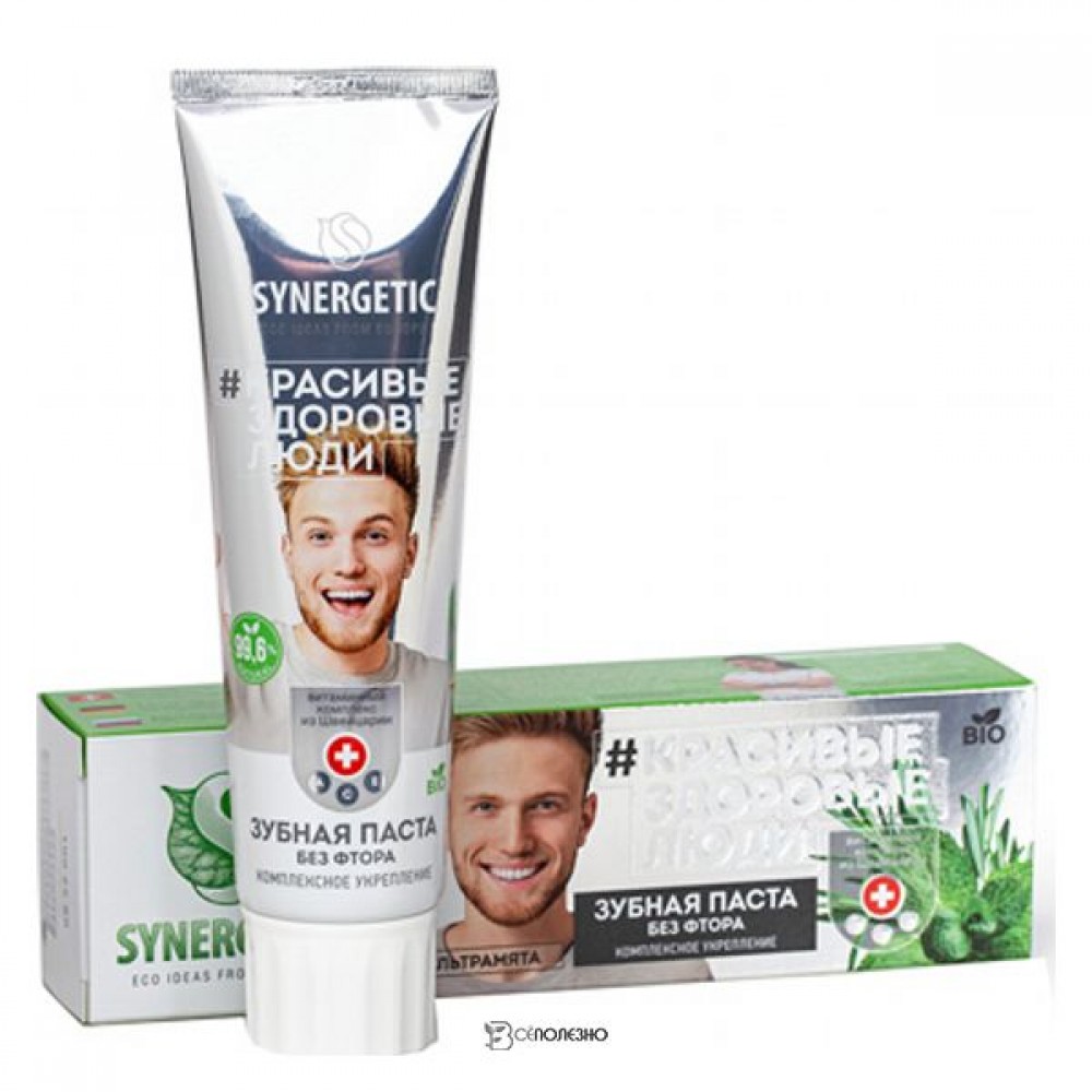 Паста зубная Ультрамята без фтора 100 г Synergetic 110735