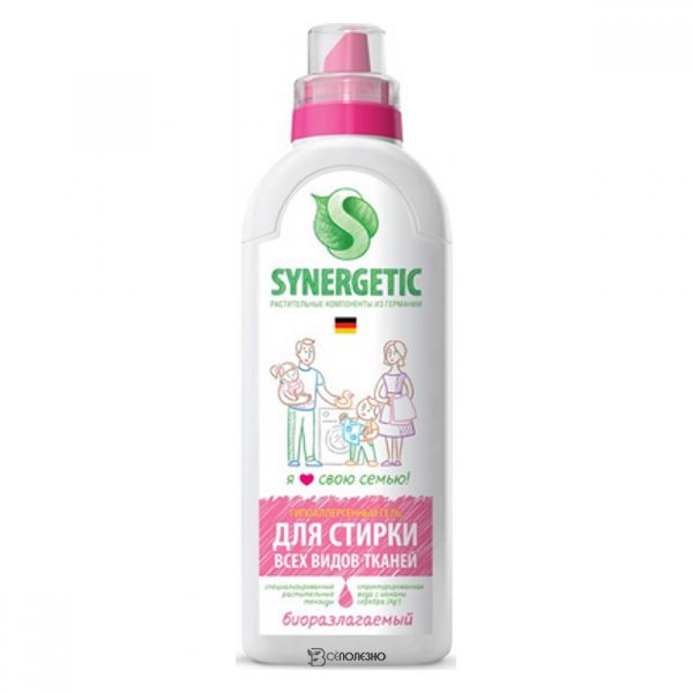 Гель для стирки всех видов тканей гипоаллергенный 750 мл Synergetic 110748