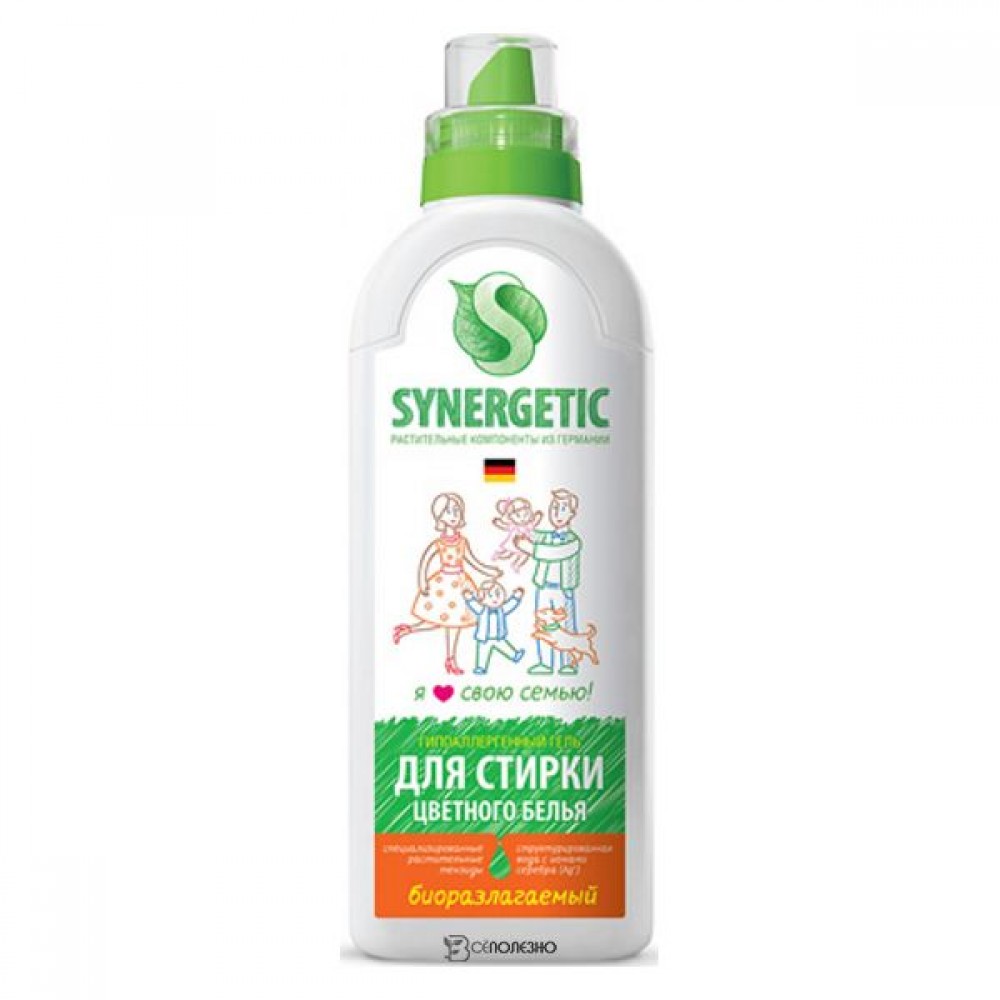 Гель для стирки цветного белья биоразлагаемый 750 мл Synergetic 110769