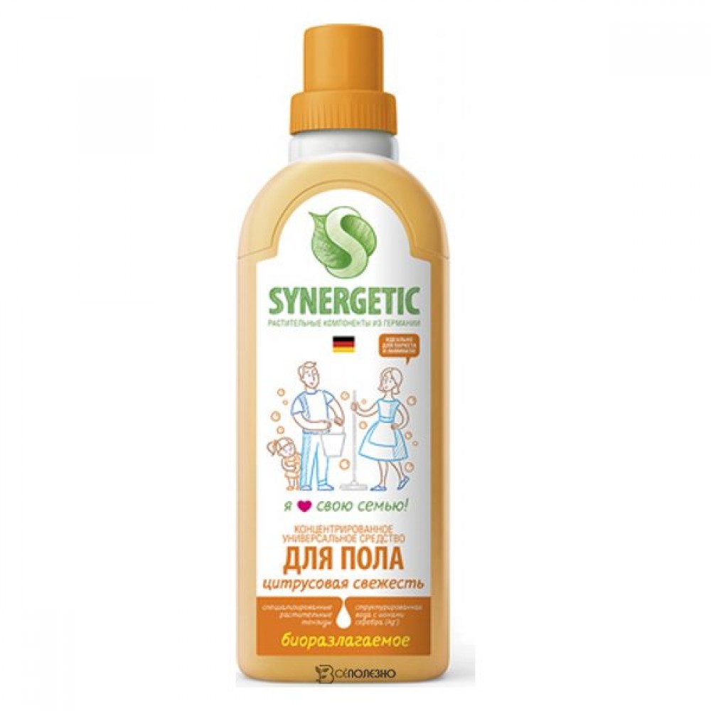 Средство для мытья пола Цитрусовая свежесть 750 мл Synergetic 110784