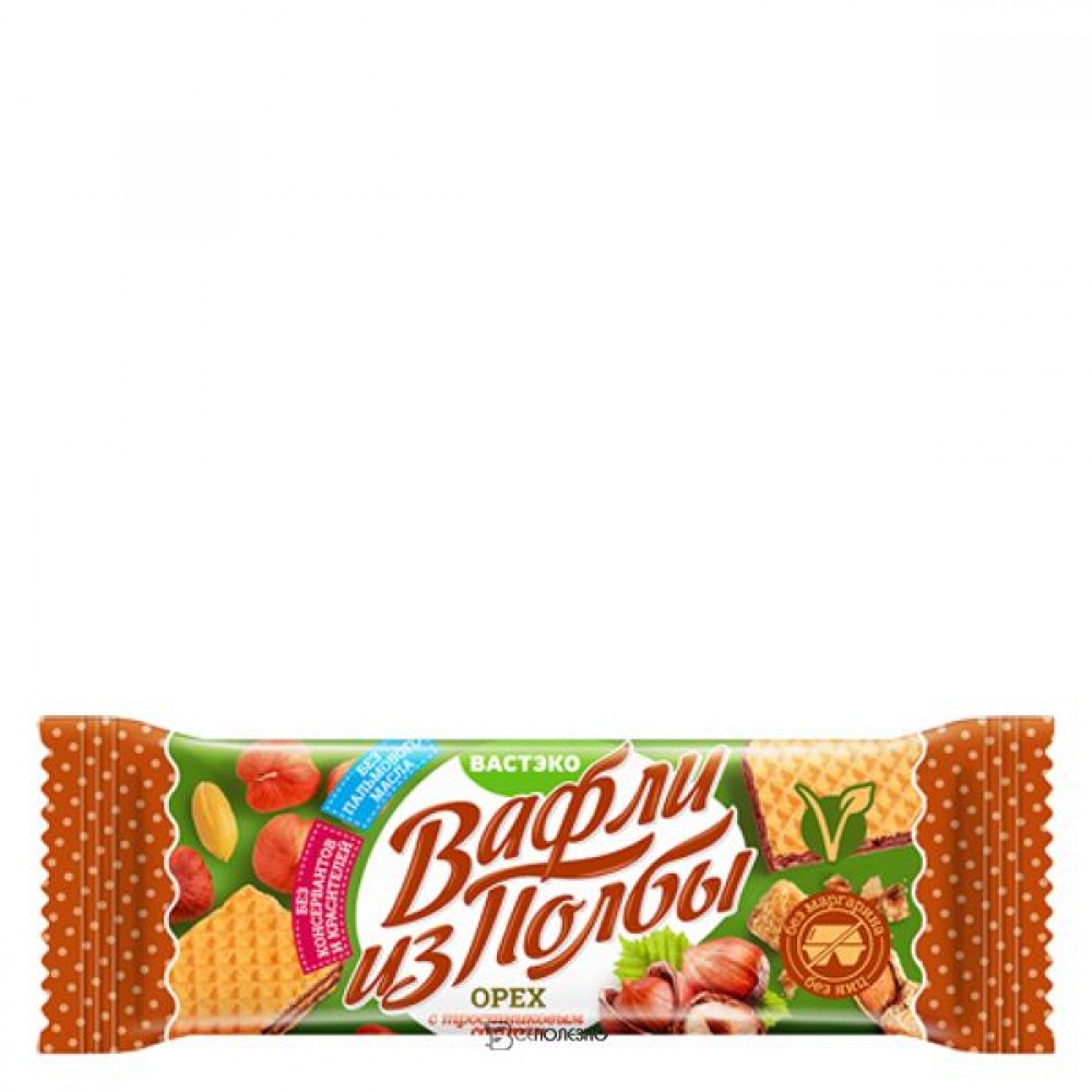 Вафли из полбы Орех с тростниковым сахаром 15 г Вастэко 110892