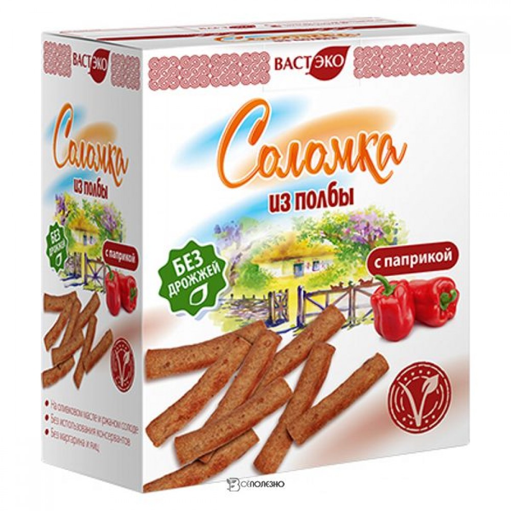 Соломка цельнозерновая из полбы с паприкой бездрожжевая 150 г Вастэко 110945