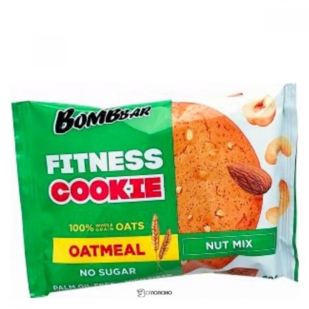 Печенье неглазированное овсяное ореховый микс Fitness cookie Nut mix 40 г Bombbar 111052