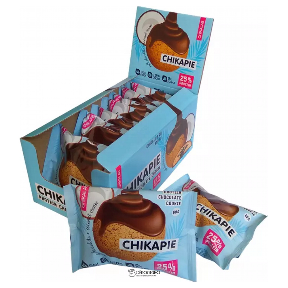 Печенье глазированное с начинкой Кокосовое 60 г CHIKALAB 111083