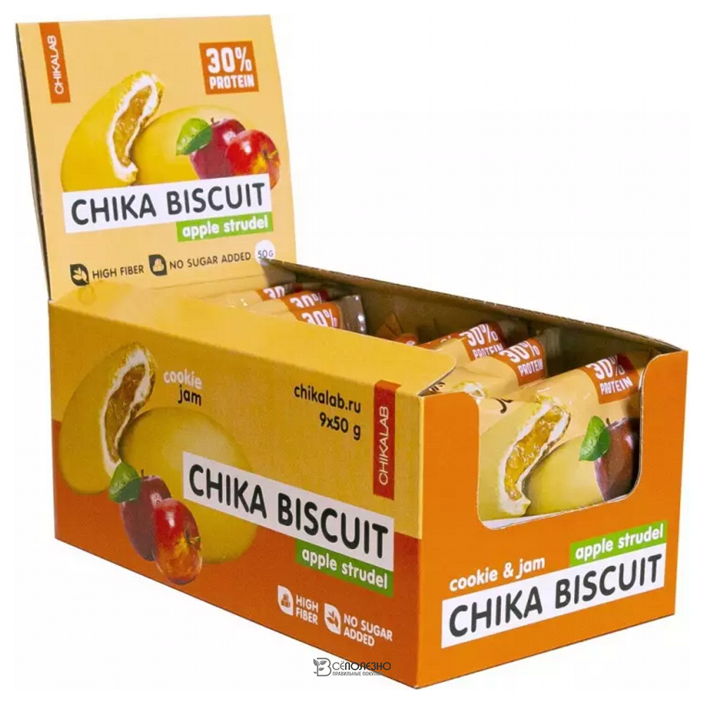 Печенье неглазированное с начинкой Бисквит яблочный штрудель 50 г CHIKALAB 111090