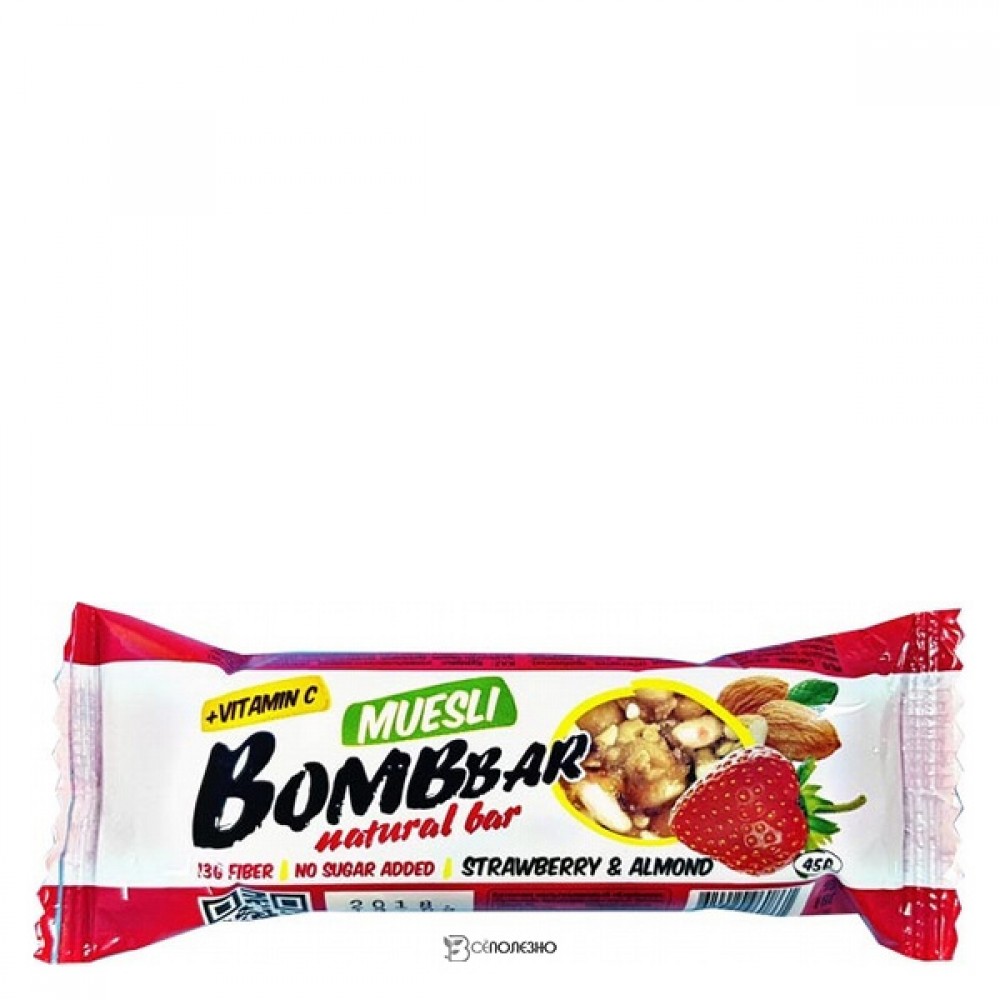 Батончик мюсли Клубника мультизлаковый Bombbar 45 г 111136
