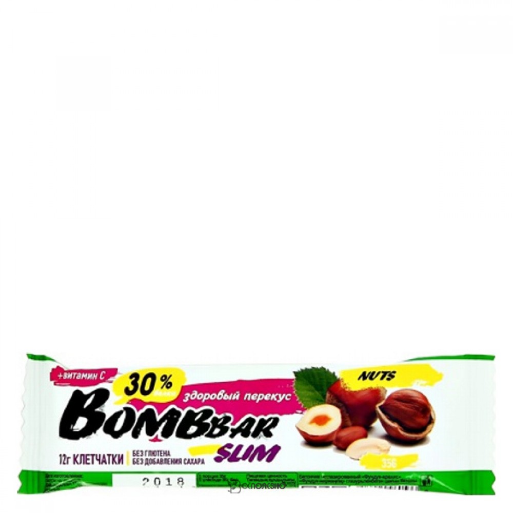 Батончик Фундук-Арахис неглазированный Bombbar 35 г 111154