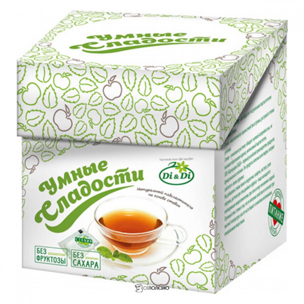 Заменитель сахара на основе стевии в пакетиках Умные сладости 50 г 111169