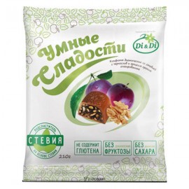 Конфеты со стевией Чернослив и грецкий орех глазированные Умные сладости 210 г 111171