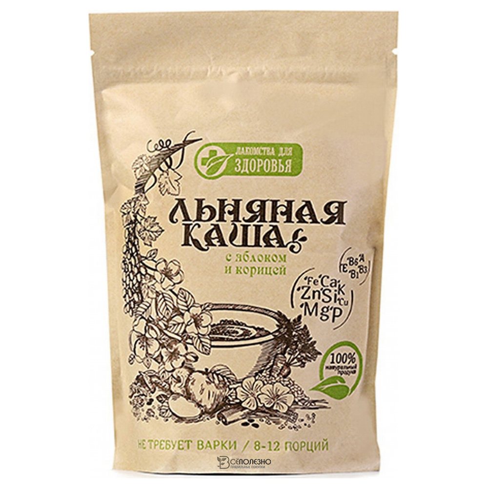Льняная каша с яблоком и корицей Лакомства для здоровья 400 г 111197