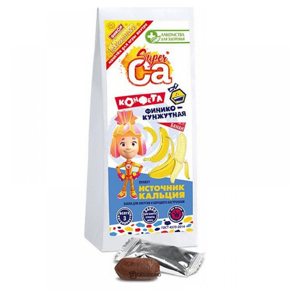 Финико-кунжутная конфета с бананом Super Ca ФИКСИКИ 55 г 1/15 111209