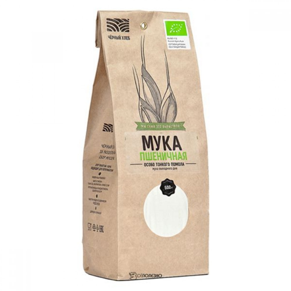 Мука пшеничная особо тонкого помола био 500 г Чёрный хлеб 111923
