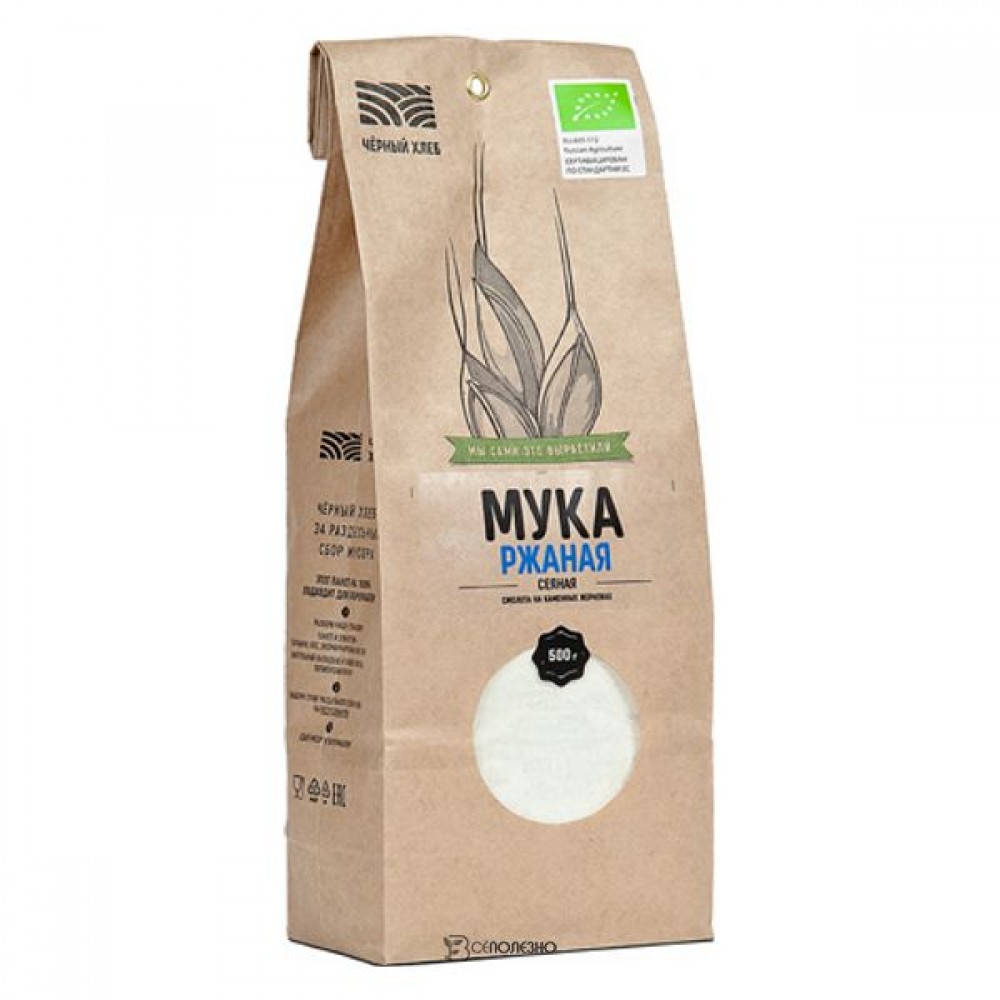 Мука ржаная сеяная био 500 г Чёрный хлеб 111950