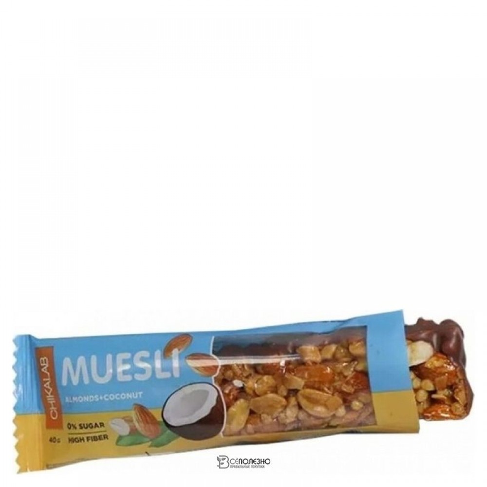 Батончик мюсли Миндальный с кокосом  40 г Chikalab 112805