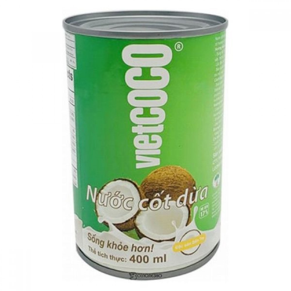 Переработанная мякоть кокосового ореха пастеризованная Кокосовое молоко жестебанка 400 мл Vietcoco 112875