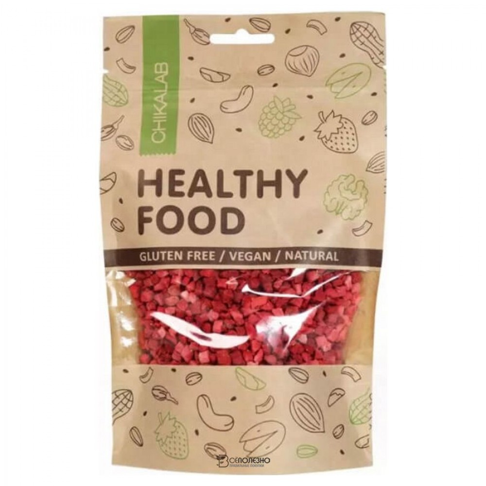 Клубника сублимационной сушки кусочки 3-5 мм 150 г CHIKALAB 113090