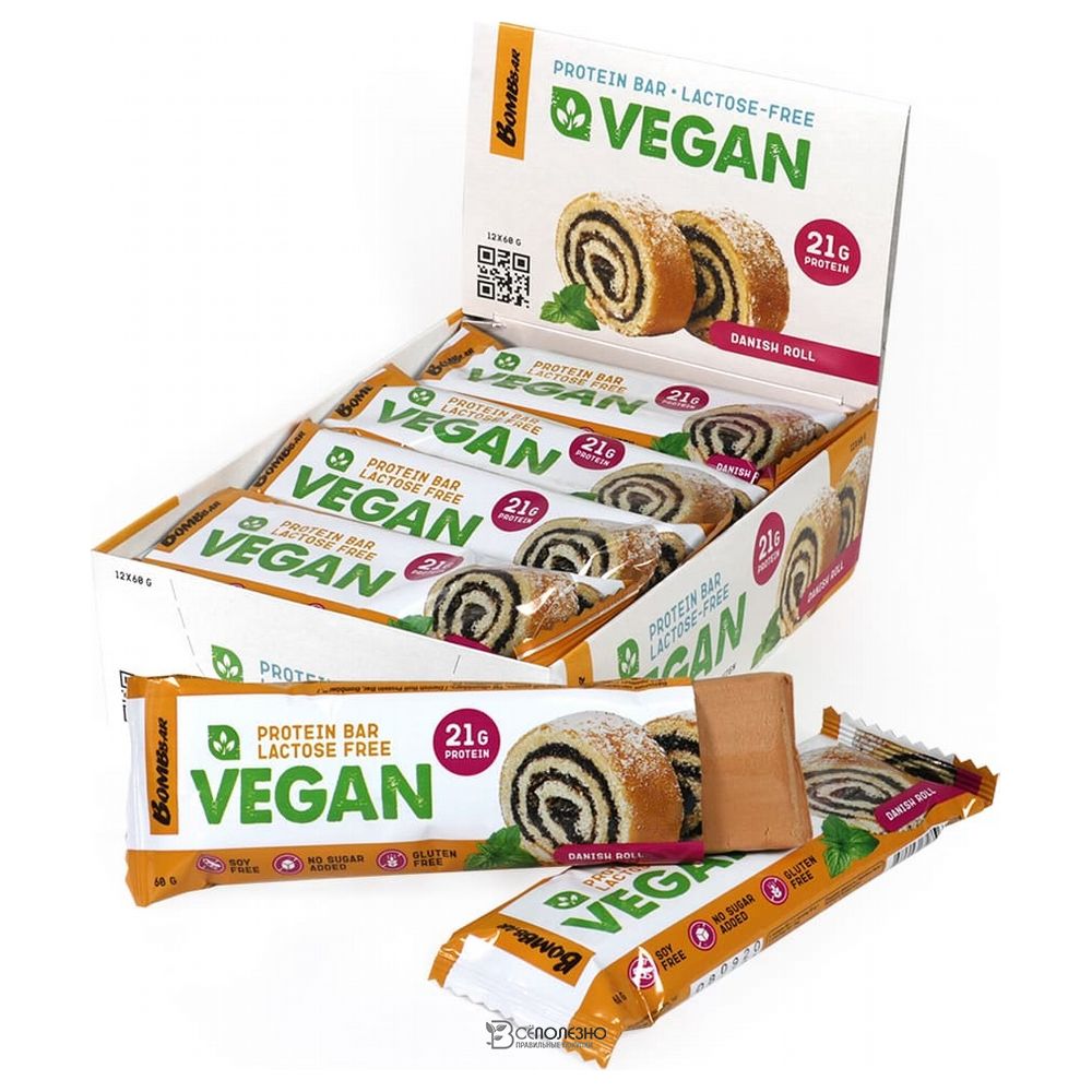 Батончик ВЕГАН протеиновый Датский бисквит 60 г BOMBBAR 113197