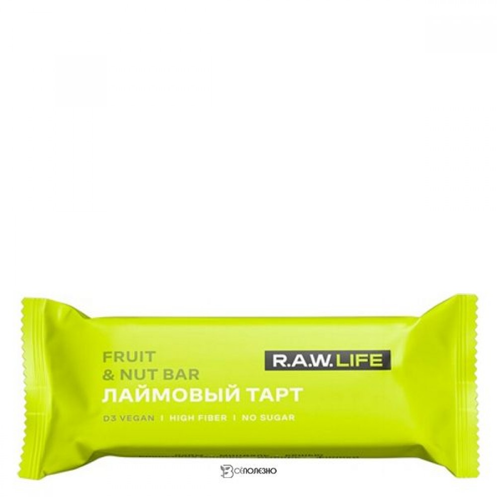 Батончик орехово-фруктовый Лаймовый тарт 47 г RAW LIFE 113351
