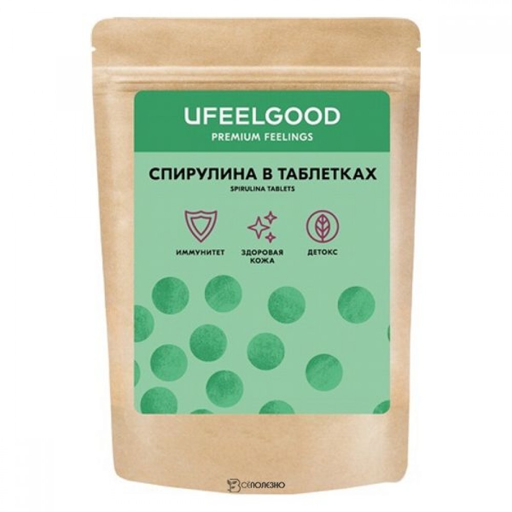 Спирулина прессованная / Spirulina pressed in tab form 200 г UFEELGOOD 113451