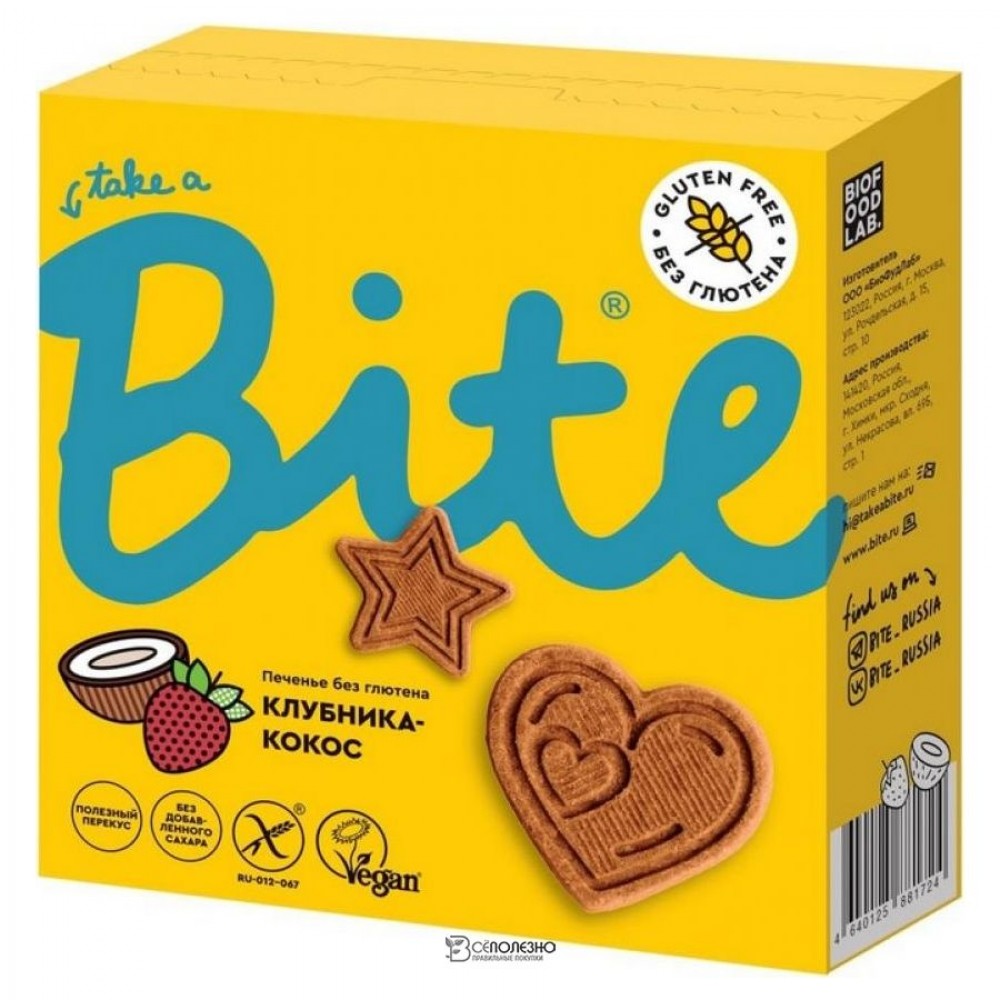 Печенье Клубника-Кокос 115 г BITE 1134613