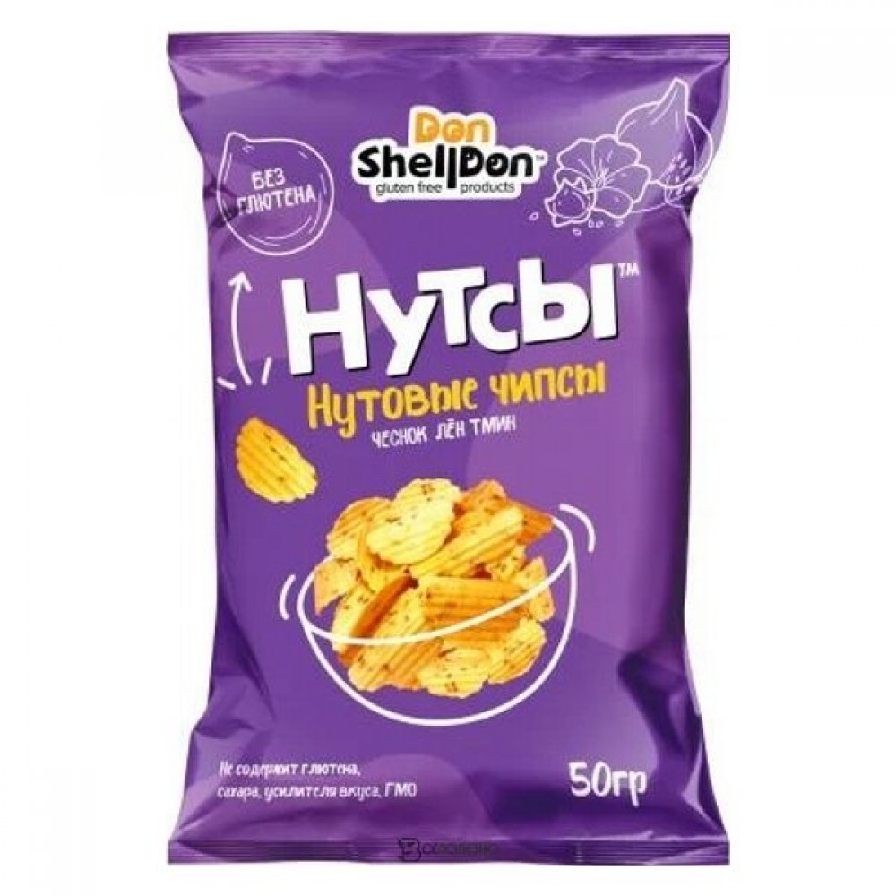 Безглютеновые чипсы со вкусом чеснока льна и тмина 50 г НУТСЫ 1134654