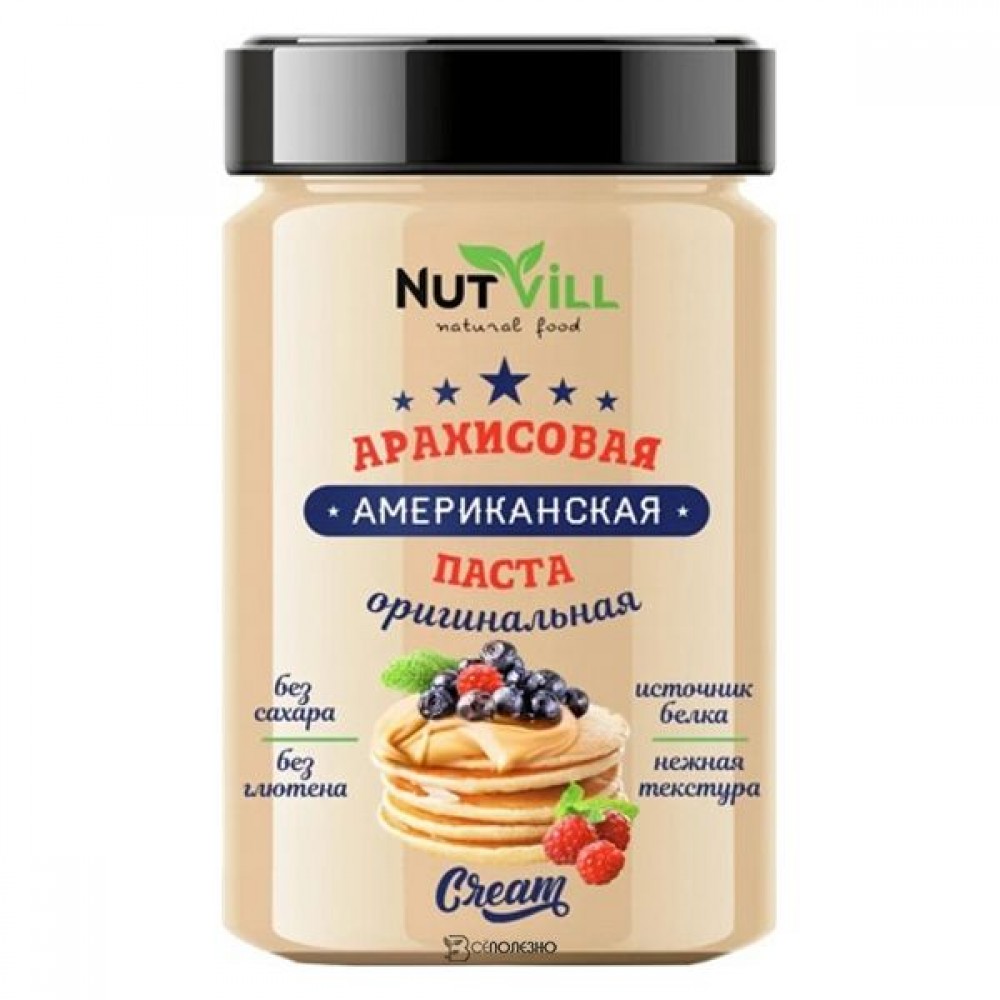 Паста Американская арахисовая без сахара 180 г NUT VILL 1135149