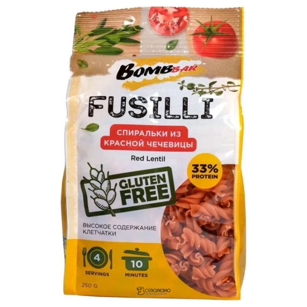 Макароны из красной чечевицы спиральки 250 г BOMBBAR 1135497
