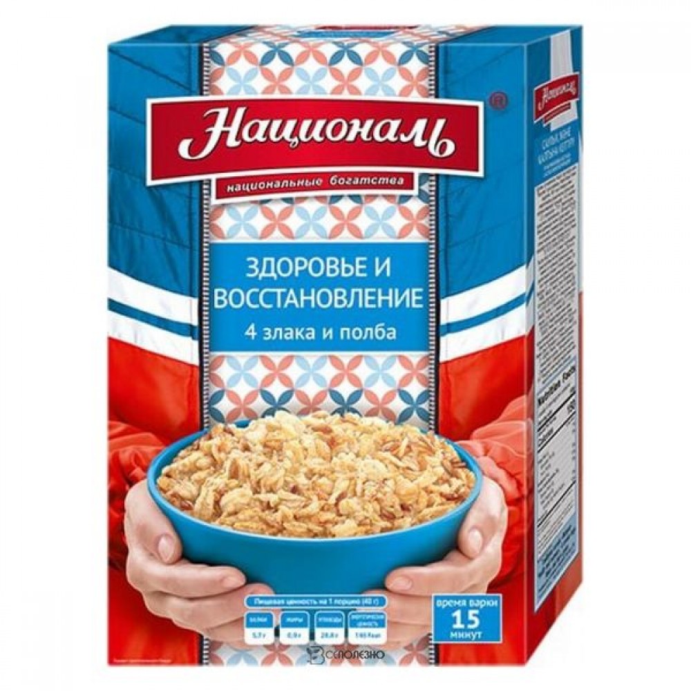 Смесь крупных хлопьев 4 злака и полбы Здоровье и Восстановление 240 г НАЦИОНАЛЬ 1135625
