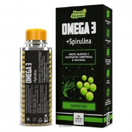 Масло Льняное пищевое нерафинированное с растительными экстрактами спирулины в капсулах 180 капс КОМПАС ЗДОРОВЬЯ 113575