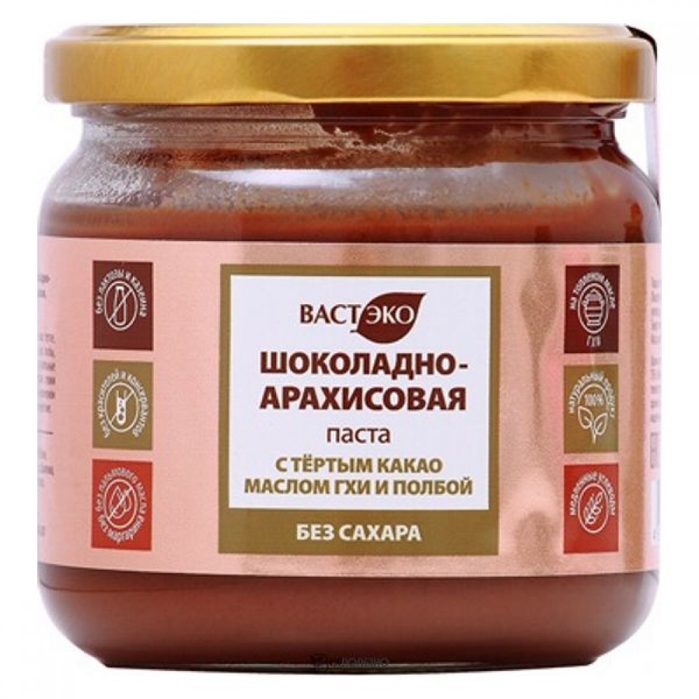 Паста шоколадно-арахисовая с тёртым какао ГХИ и полбой 380 мл ВАСТЭКО 1135769