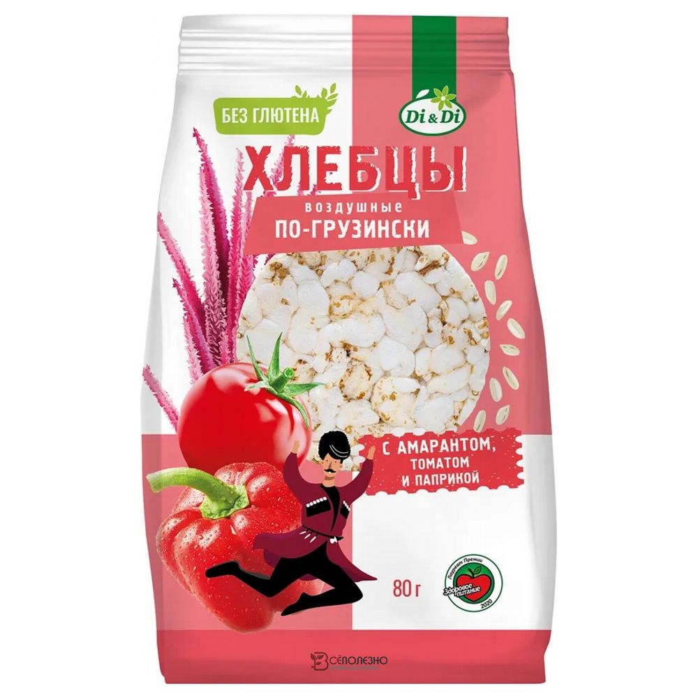 Хлебцы воздушные по-грузински с амарантом томатом и паприкой 80 г DI&DI 113582