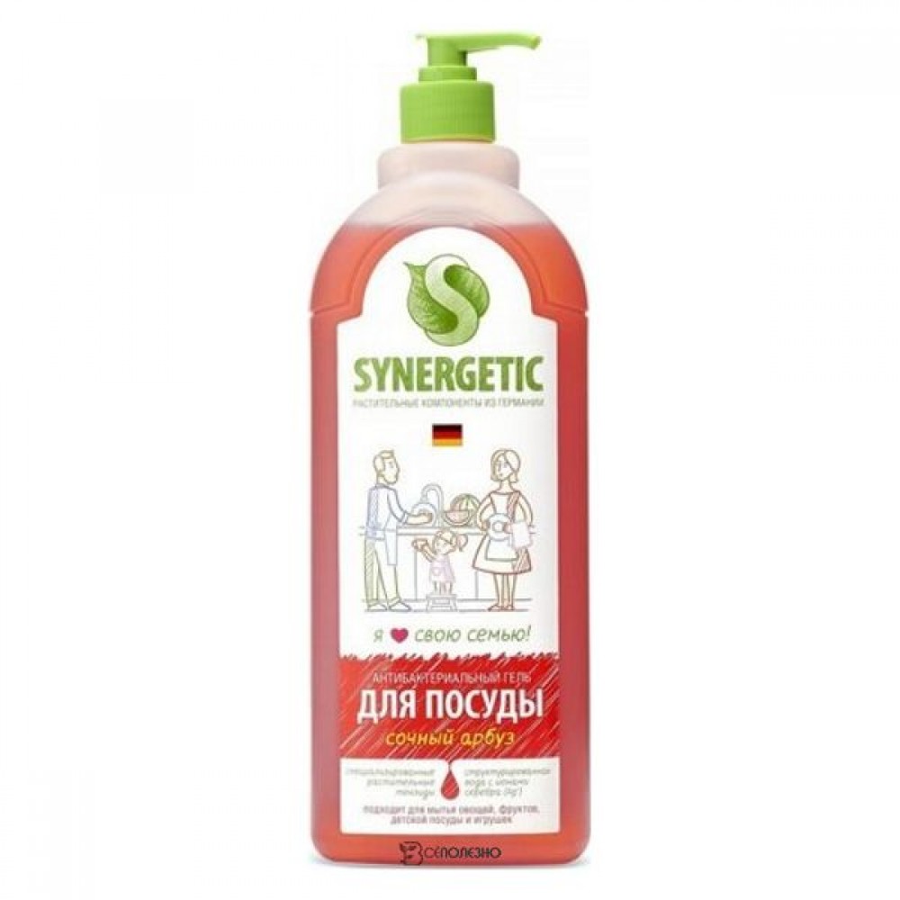 Средство биоразлагаемое для мытья посуды с ароматом арбуза 1000 мл SYNERGETIC 1136072