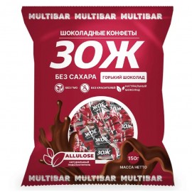 Конфеты шоколадные ЗОЖ горький шоколад без сахара 150 г MULTIBAR 1136178