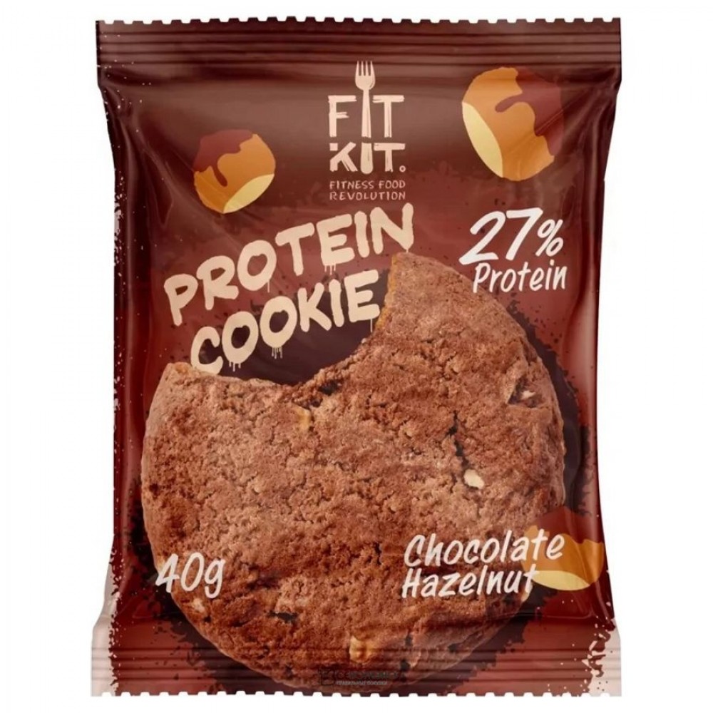 Печенье протеиновое шоколад-фундук 40 г FITKIT 1136189