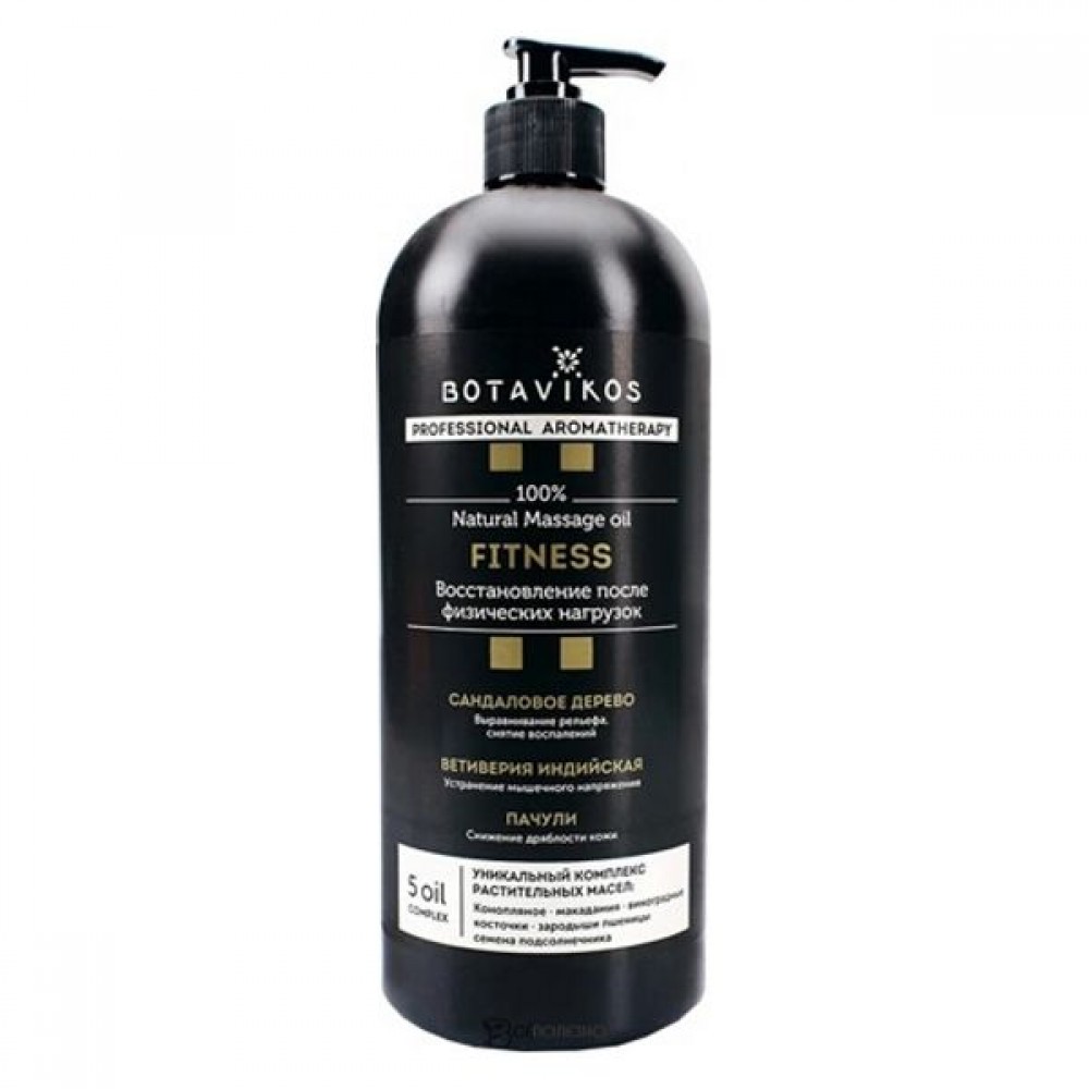 Массажное масло Fitness 100% натуральное 1000 мл BOTAVIKOS 113656