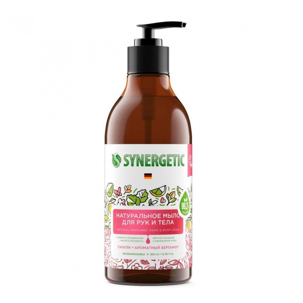Мыло для рук и тела Пачули и ароматный бергамот 380 мл SYNERGETIC 1136816