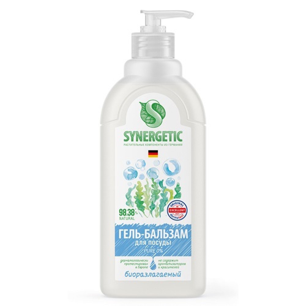 Гель-бальзам для мытья посуды и детских игрушек Pure 0% без запаха 1000 мл SYNERGETIC 1136856
