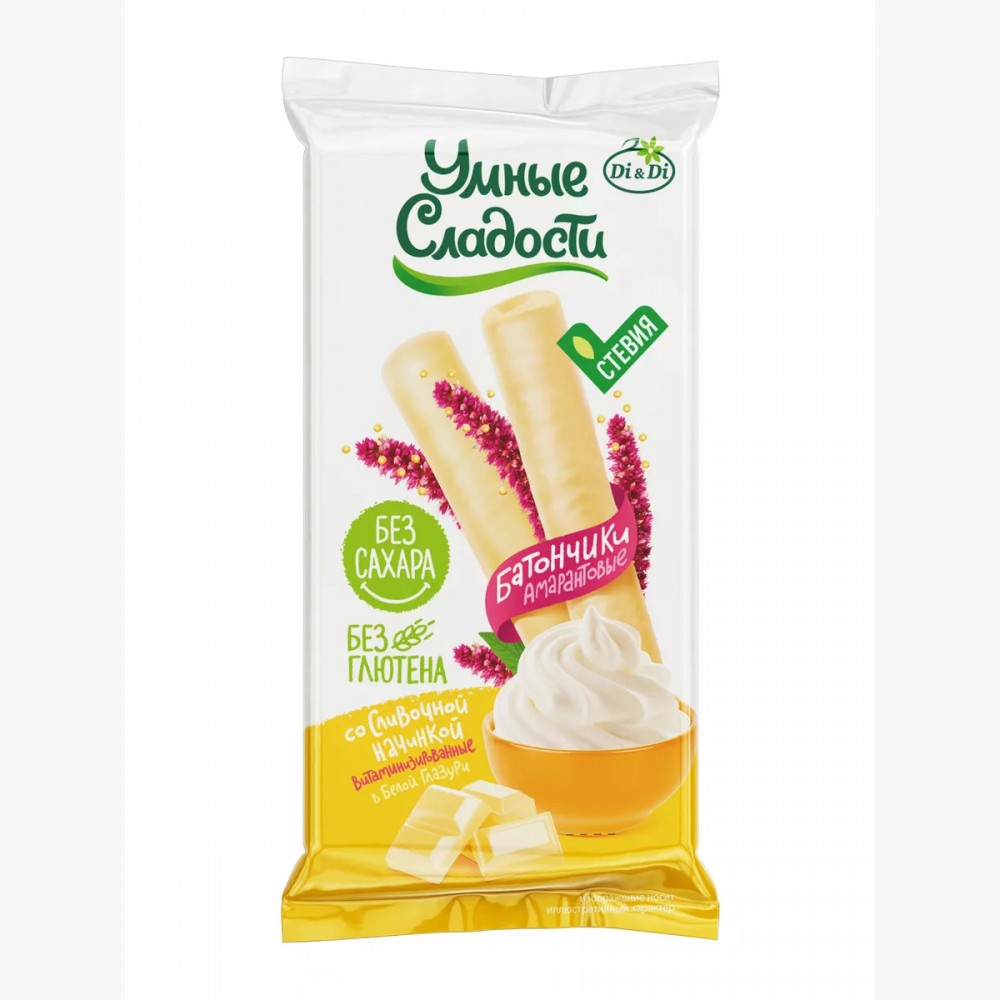 Батончики  амарантовые со сливочной начинкой в белой глазури 20 г УМНЫЕ СЛАДОСТИ 1136901