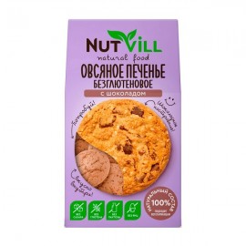 Печенье овсяное С шоколадом без сахара и без глютена 85 г NUT VILL 1136965